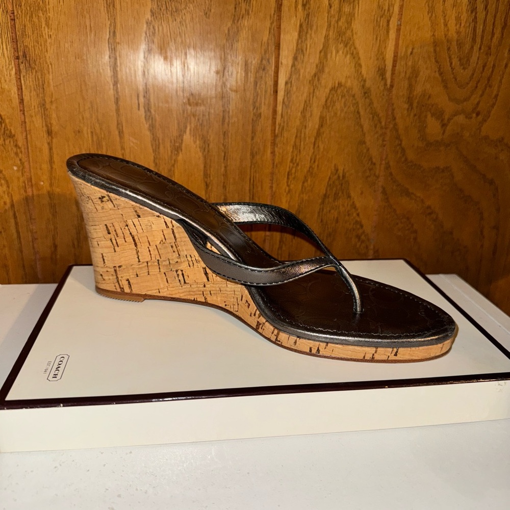 COACH LANNIE METALLIC CALF HEELS